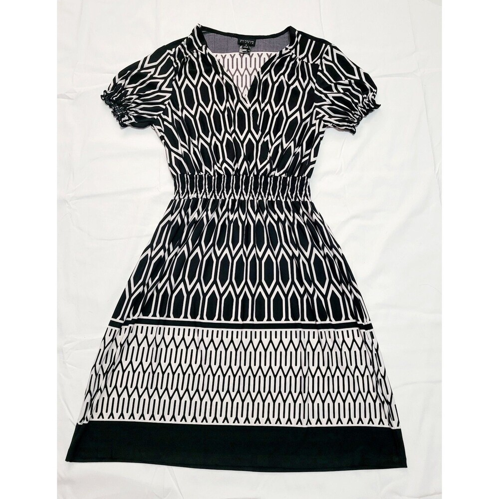 En Focus Studio Geometric Black Fit & Flare Career Office party cocktail Dress 8